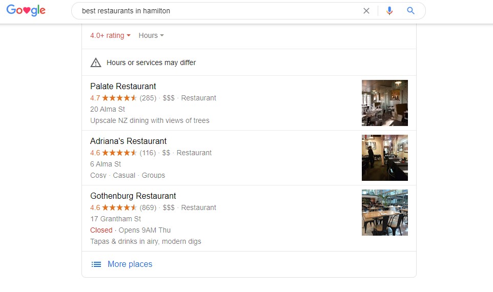 Google My Business listing screenshot